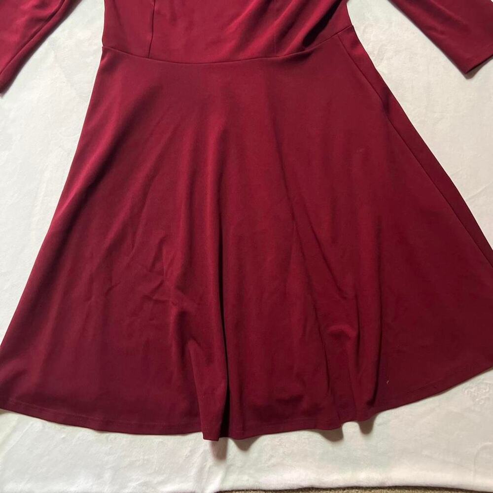 Miss may scalloped neck dress burgundy formal dress midi - Picture 3 of 7